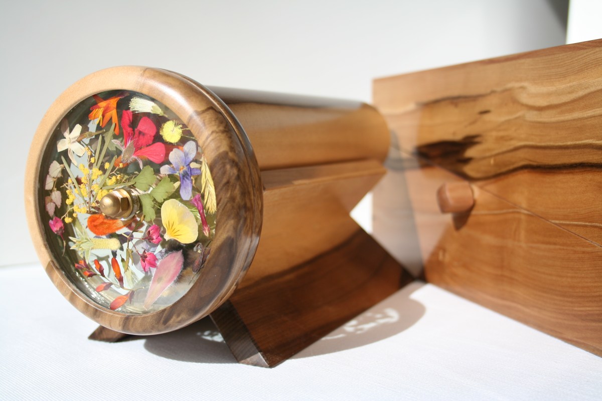 Tasmanian Kaleidscope Company's Flowerscope, beautifully handmade from different tasmanian timbers